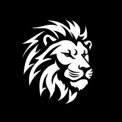 Fototapeta premium Lion - Black and White Isolated Icon - Vector illustration