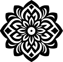 Mandala - Black and White Isolated Icon - Vector illustration