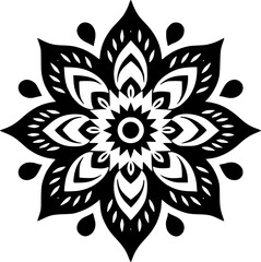 Mandala - Black and White Isolated Icon - Vector illustration