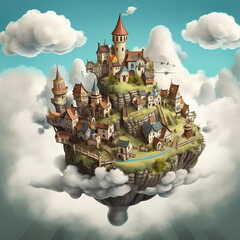 fairy tale city in the clouds