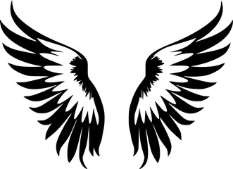 Angel Wings | Black and White Vector illustration