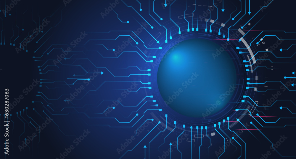 Aufkleber cyber connection on the blue background. hi-tech communication design. electronic vector illustratio