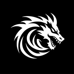 Dragon - Black and White Isolated Icon - Vector illustration