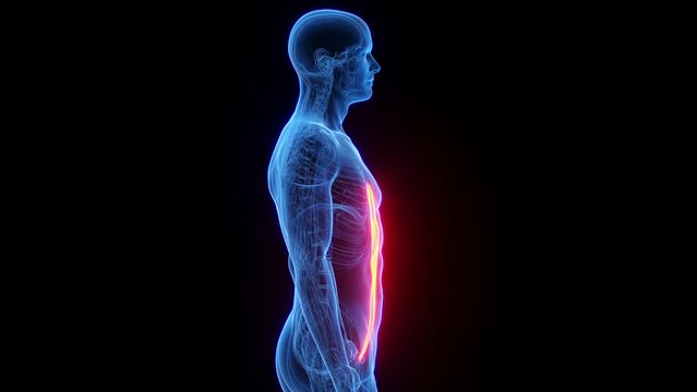 Animation of a man's rectus abdominis