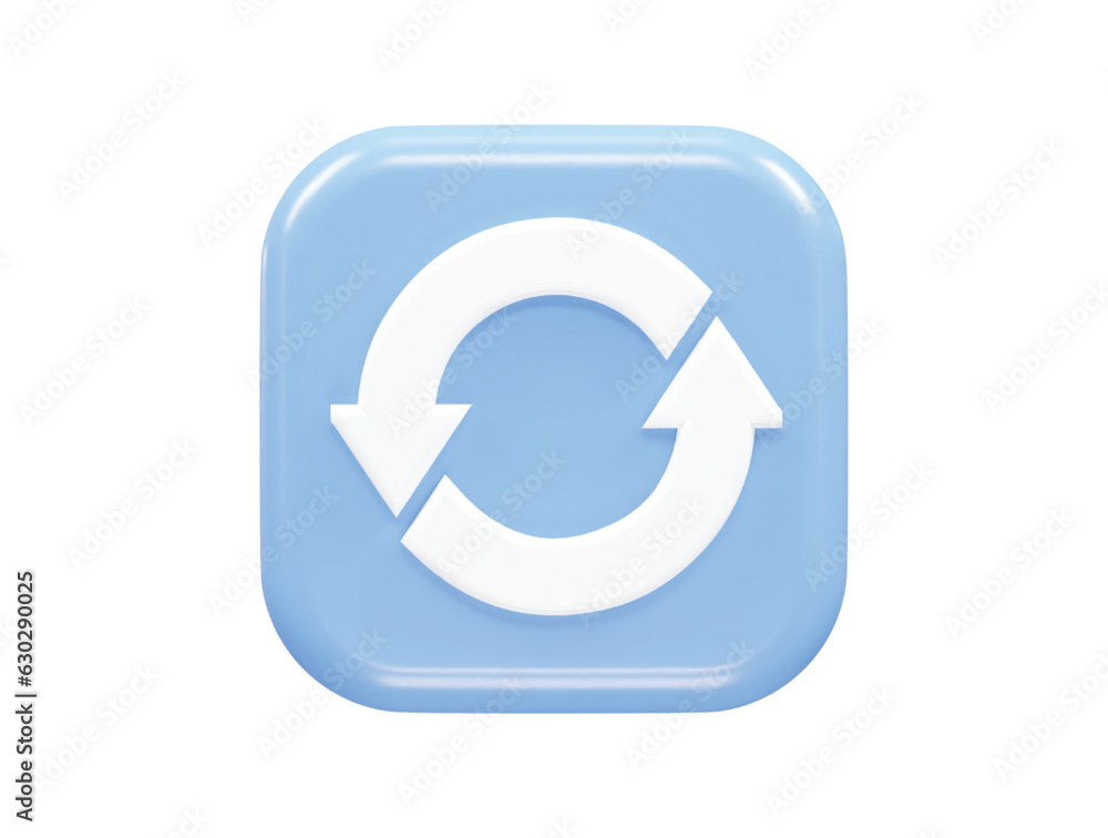 Poster refresh icon 3d rendering vector element