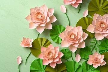 Lotus Flowers. A Shadow Box Paper Craft. 
