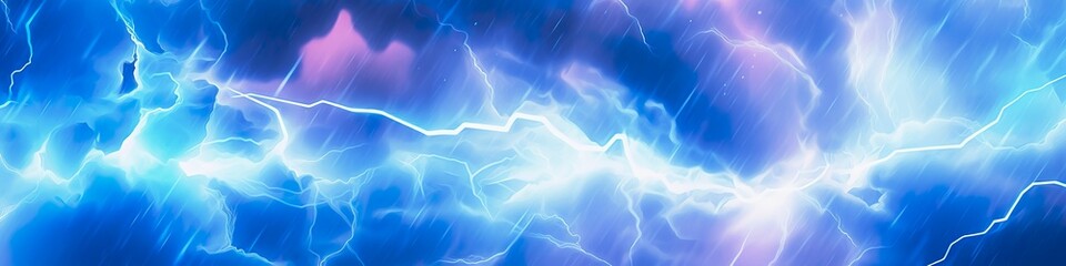 Anime horizontal blue lightning background. Anime cartoon light colors.