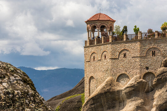 View of the Monastery of Varlaam, .Meteora, Trikala, Thessaly, Greece.