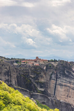 View of the Monastery of St. Stephan in.Meteora, Trikala, Thessaly, Greece.