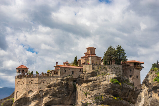 View of the Monastery of Varlaam, .Meteora, Trikala, Thessaly, Greece.
