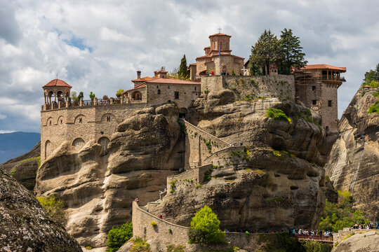 View of the Monastery of Varlaam, .Meteora, Trikala, Thessaly, Greece.