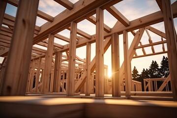 New framing construction of house, ai generated