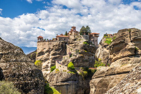 View of the Monastery of Varlaam, .Meteora, Trikala, Thessaly, Greece.