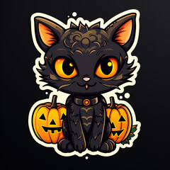 halloween cat with pumpkin