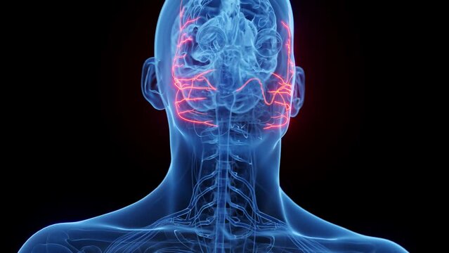 Animation of a man's facial nerves