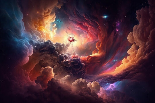 - Colorful nebula galaxy stars, clouds and universe 7, generative ai
