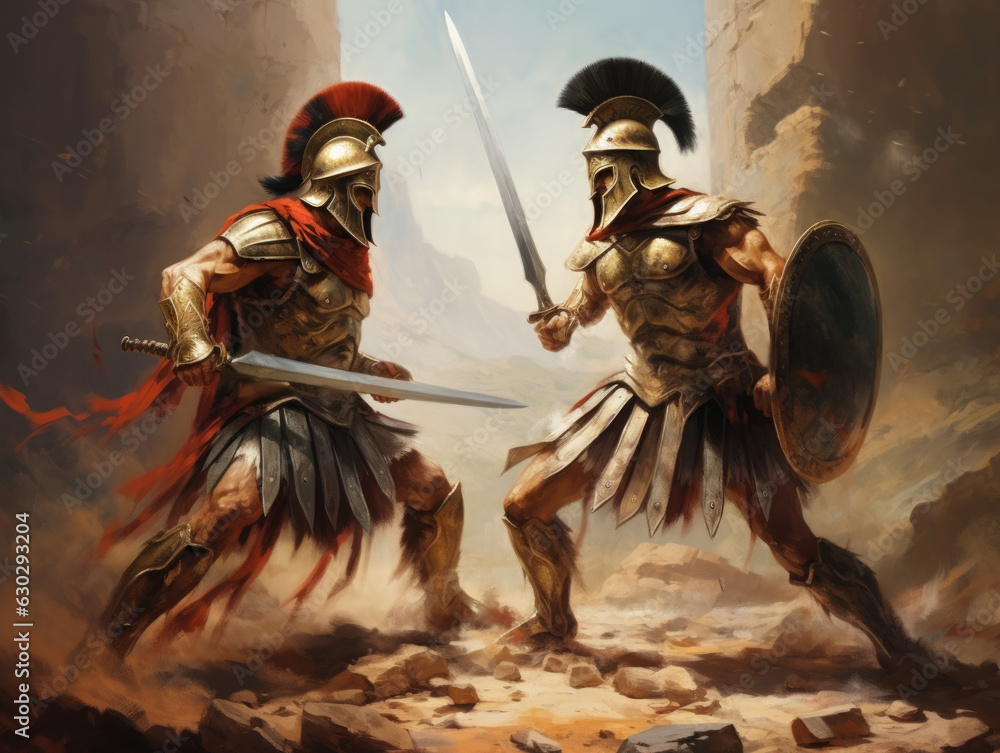 Wall mural Fight of two Roman soldiers. Digital art. - Wall murals