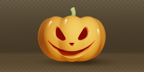 Halloween pumpkin with scary face. isolated. Design Template for Halloween holidays. Realistic 3d vector.