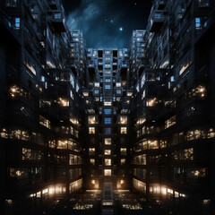 Fototapeta na wymiar abstract buildings at night