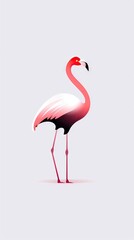 A flamingo standing cross-legged.Stylish decorative element,good poster and banner minimalism style