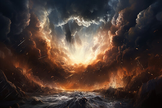 miraculous parting of the Red Sea, showcasing God's deliverance and the passage to freedom and salvation Generative AI