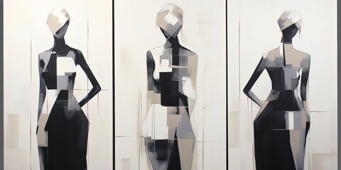 art illustration, woman shape in black grey white charcoal sketch , Generative Ai