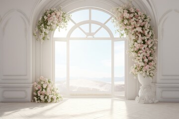 Fototapeta na wymiar wedding arch with flowers for wedding ceremony