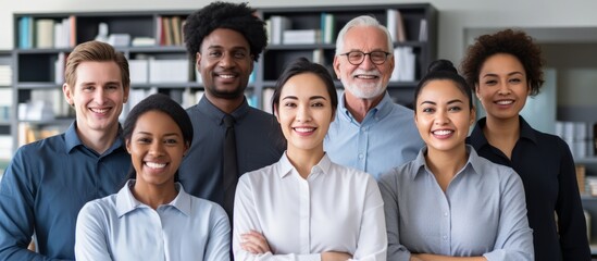 successful business leadership collaboration corporate diversity partnership teamwork business person in formal suit smiling confident and vision in modern interior office background,ai generate