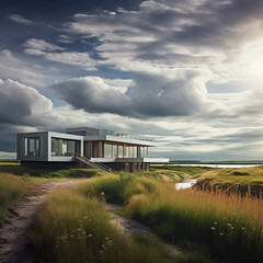 Obraz premium modern house in the middle of nowhere