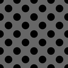 Seamless dark vector pattern with black polka dots on grey background. For web design, blog, desktop wallpaper, texture