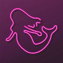 mermaid neon sign, modern glowing banner design, colorful modern design trends on black background. Vector illustration.