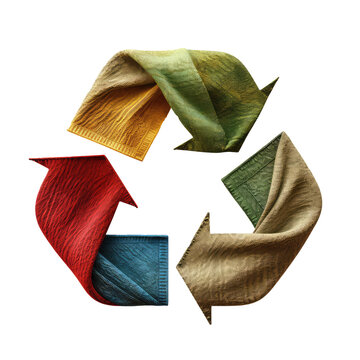 Fabric and textile recycling sign. Recycling of old clothes. 3d render illustration icon isolated on white transparent png background, cutout, clipart. 