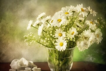 a beautiful bouquet of white daisies. Generative AI