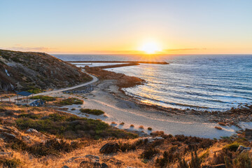 O'Sullivan Beach coastline with bike lane at sunset, South Australia