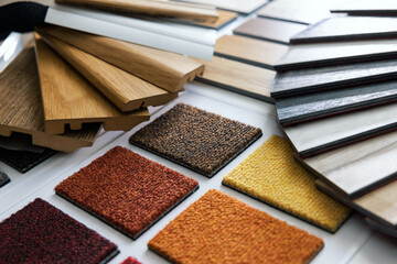 variety of flooring material and skirting samples