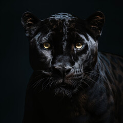 Frontal perspective of a panther against a moody dark backdrop. Ideal for wildlife, nature, and nocturnal themes.


Generative AI