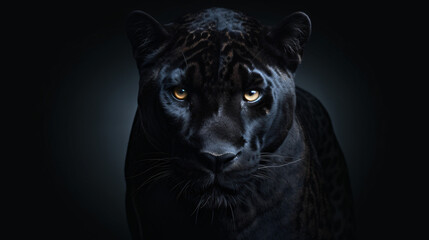 Frontal perspective of a panther against a moody dark backdrop. Ideal for wildlife, nature, and nocturnal themes.


Generative AI