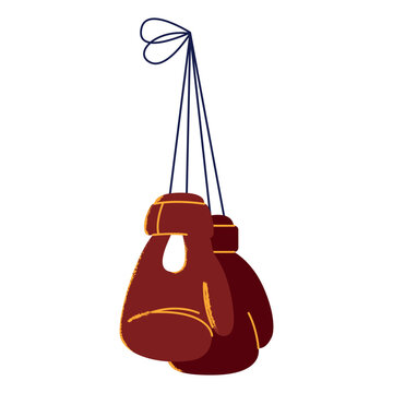 Set boxing equipment, sport, fight, competition concept. Boxer, Belt, Punch Bags, Red Gloves, Helmet, Jump Rope. Vector flat illustration design elements isolated on white background