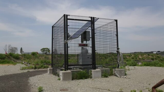 A radiation dosimeter placed in a contaminated area Fukushima Tomioka Japan
