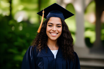 A young female college graduation portrait . Generative ai