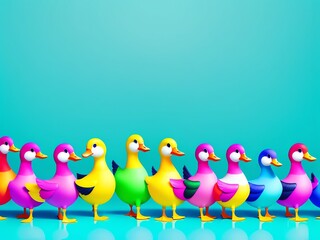 ducks with blue background
