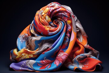 Silk scarf isolated on black background