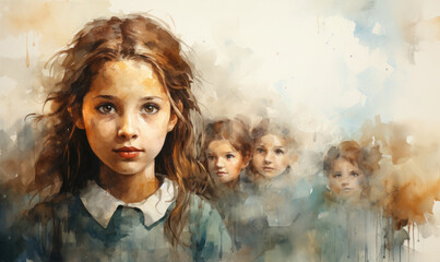 Depression, anxiety, and mental health concept illustration. Sadness, fear, and intrusive thoughts. Therapy. Abuse