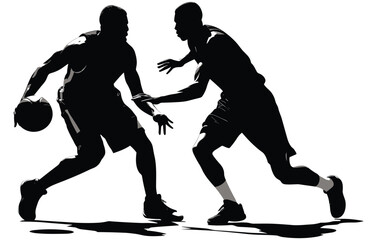 A Vector Silhouette Of a Basktball Player, Basketball player silhouette set, vector illustration,vector basketball players in silhouettes