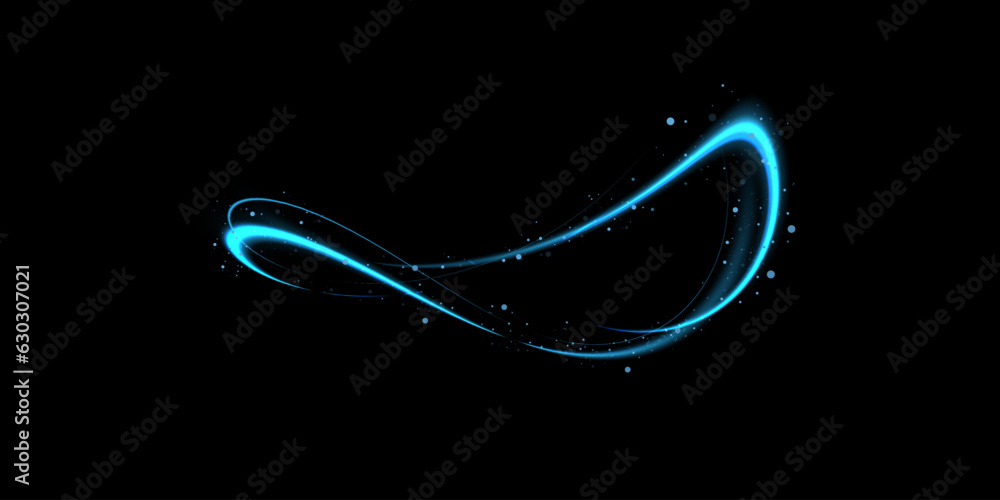 Wall mural glitter ribbon. glow effect. curved lines. energy energy. led glare tape.