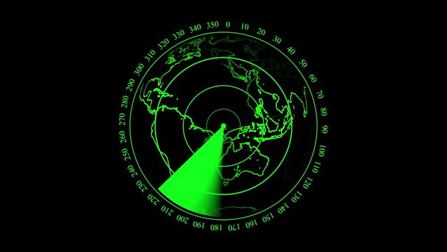 Radar screen animation on black background. motion background. e_ 448