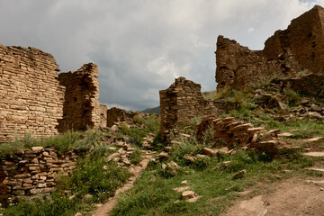 Panoramic view of the ancient Old Goor village, Dagestan, Russia.