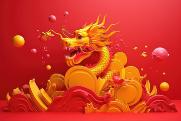 China dragon background for lunar new year, generative AI