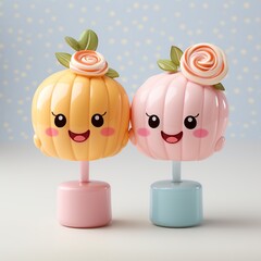two lollipops character on white background