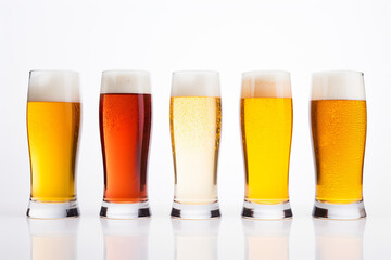 glasses of different style beers - obrazy, fototapety, plakaty